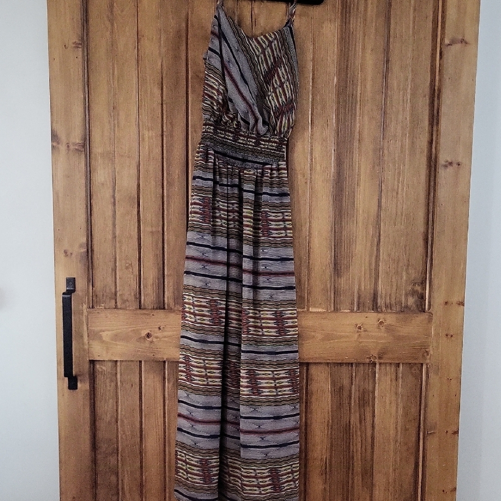 Fire Los Angeles Blue Green One Shoulder Maxi Dress